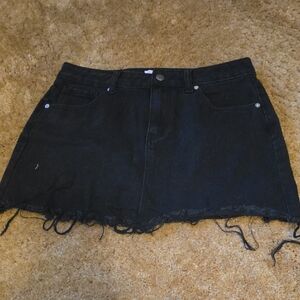 Pink Lily Black Denim Mini Skirt